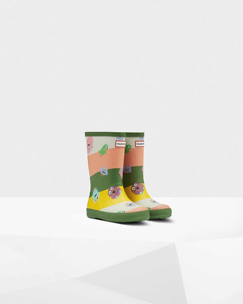 Botas de Lluvia Hunter Niños - Original First Classic Scribble Print - Verdes - TROPKHQ-15